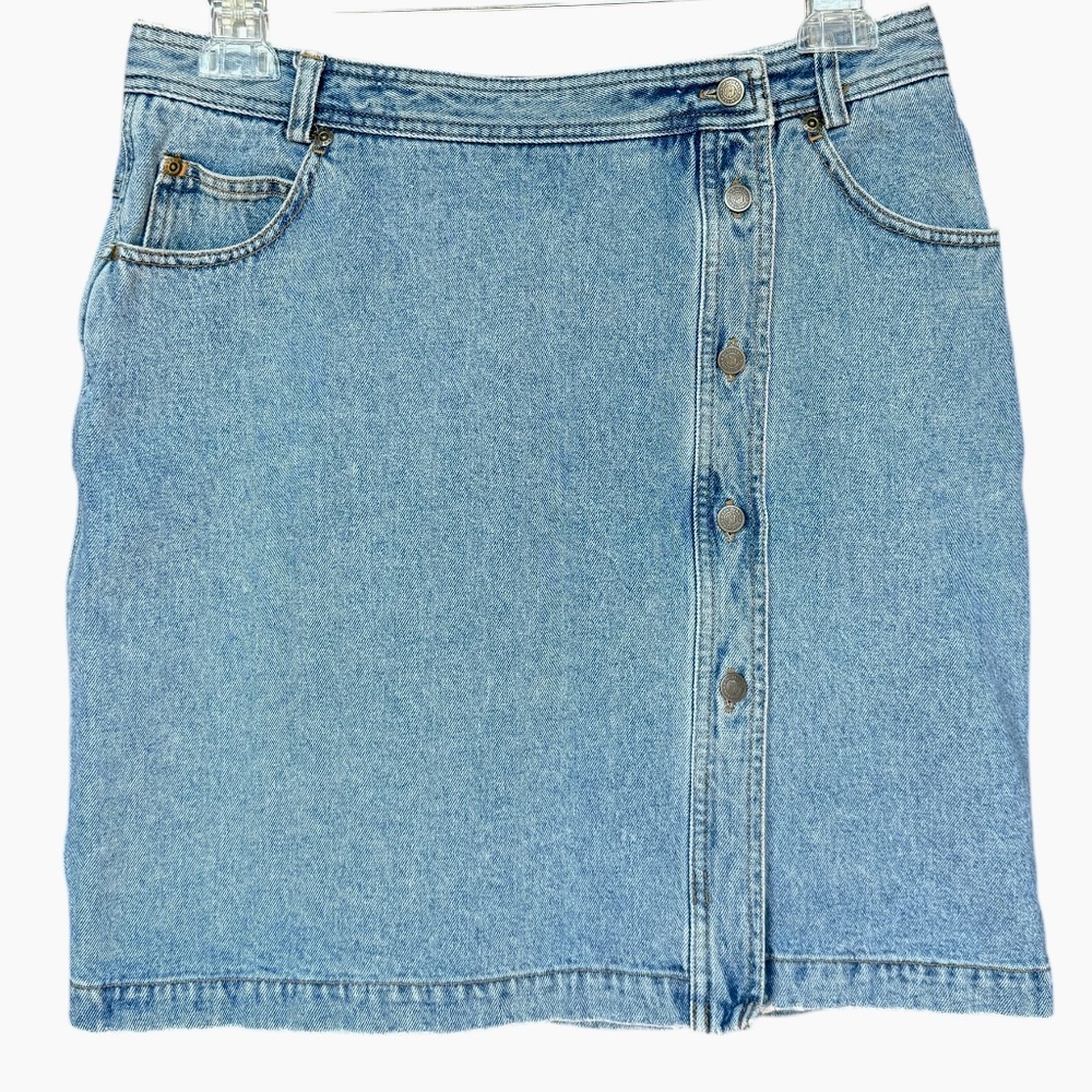 Vintage 90's Y2K DKNY Denim Button Up Skirt‎ Sz 14